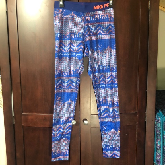 blue and orange nike leggings